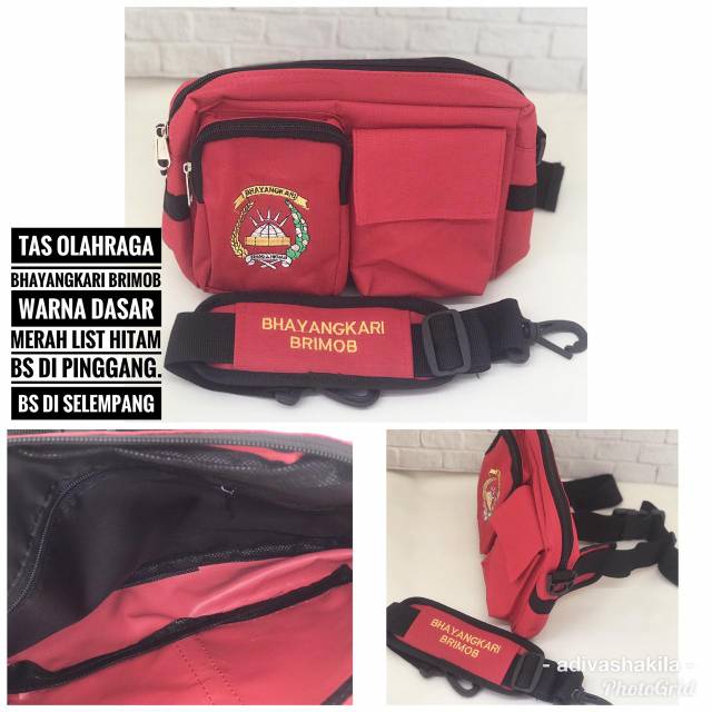 TAS OLAHRAGA BHAYANGKARI BRIMOB MERAH DAN HITAM