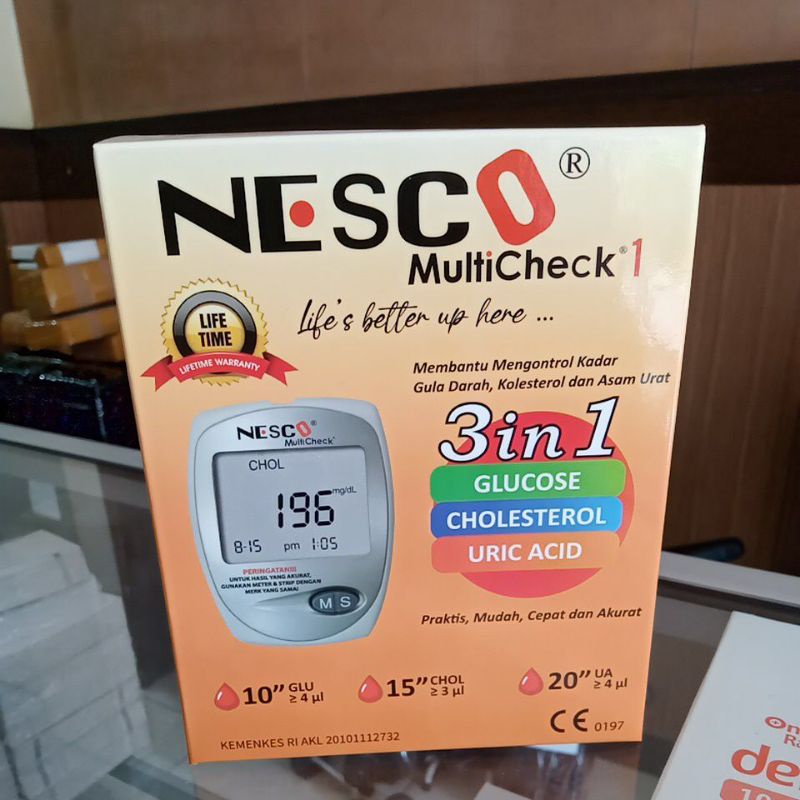 Nesco Multicheck 3In1 GCU/Alat Cek Gula Darah, Kolesterol &amp; Asam Urat