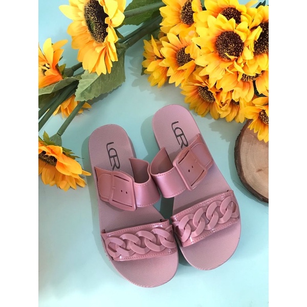Sandal Slop Ban Dua Gesper Anyam Import LCR A19-1-Pink