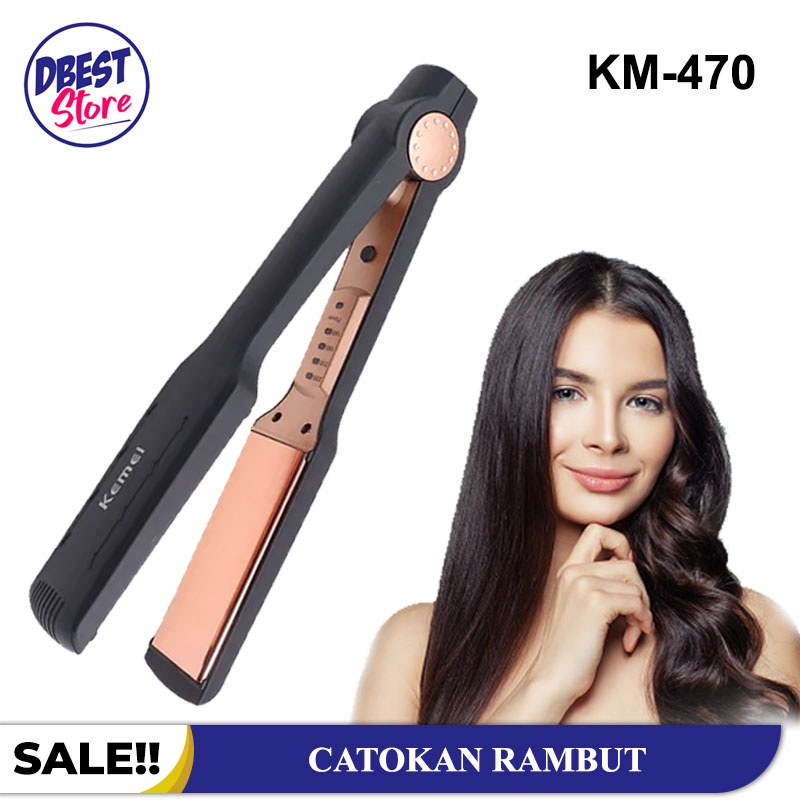 DBEST - BISA COD - Catokan Rambut KEMEI KM-470 Lurus Plate Gold Ceramic Nano Silver Temperatur Control / Catok Rambut Lurus Suhu Temperatur Ionic / Catokan Kemei KM 470 / Kemei 470