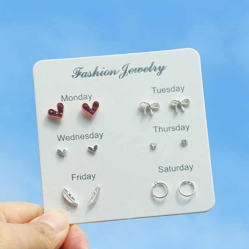 [6 piece set] Earrings Girls Student Simple Korean Cute Set Personality Earrings