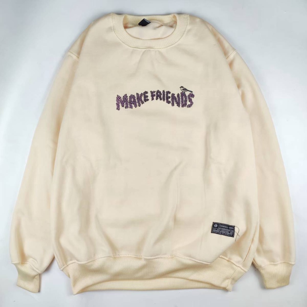Sweatshirt Distro Hitam Cream Pria/Wanita Original Sweater Crewneck Unisex Premium Quality Bandung - Sweater Crewneck Distro - Crewneck Distro Pria - Sweatshirt Sweater Crewneck Distro Full Tag dan Label BGOODS