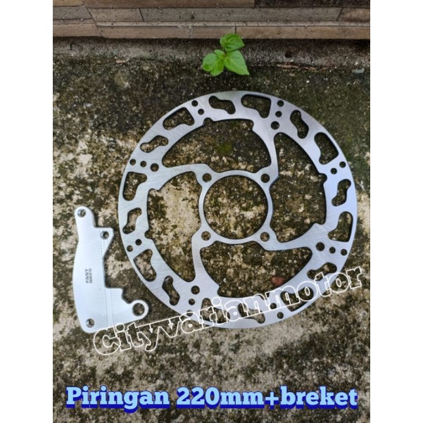 Disc Piringan Cakram Datar Lubang 4 Coak Sunstar 220MM plus Breket Kaliper Standar Disc 220MM Honda Yamaha Matic Honda Yamaha Nouvo Mio Fino Sporty Beat Scoopy New Beat New Vario 125 150 old MX Jupiter Z Vario click