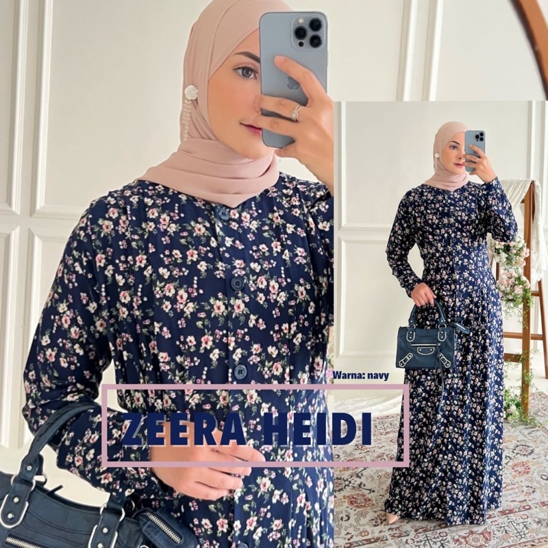 Daster Arab Zeera HEIDI Maxi Dress Gamis Rayon Motif Terkini