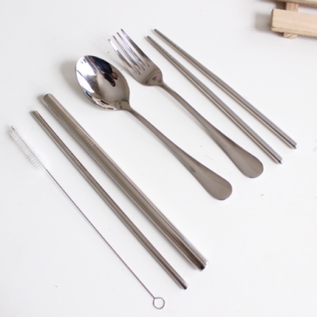 CUTLERY and STRAW SET (7in1) sedotan sendok