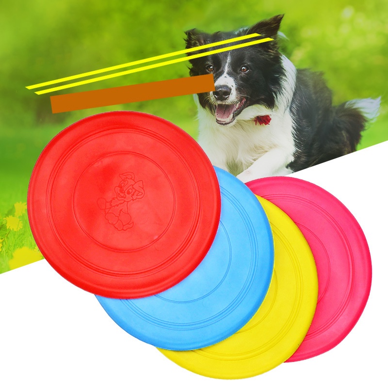 【Yayapet】17.5CM Mainan Anjing Lempar Tangkap Flying Frisbee Dog Play Outdoor Training Silikon Rubber Terbang Dog Toys Pet Mainan Hewan Piring