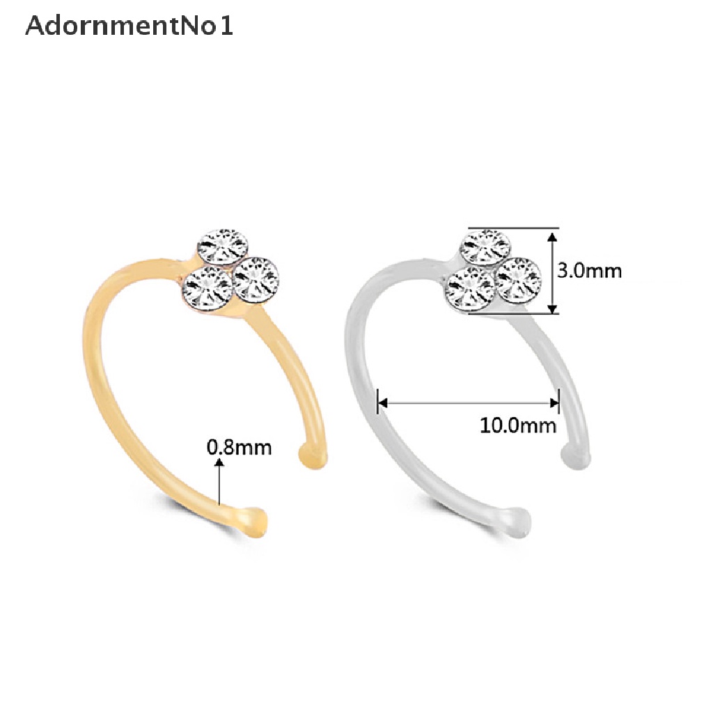 (AdornmentNo1) Cincin Tindik Hidung Bahan Surgical Steel Hias Kristal / Berlian Imitasi Untuk Wanita