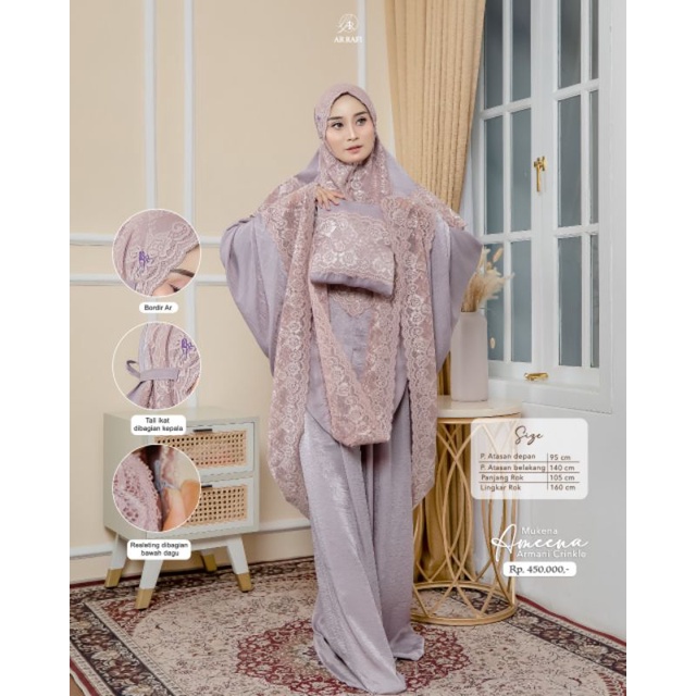 Mukena Potongan Mukena Renda Peralatan sholat Wanita Mukena Terbaru Arrafi Mukena Ameena