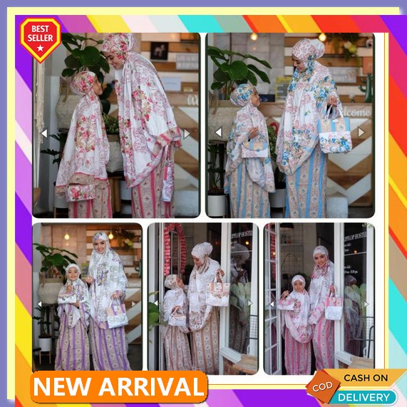 ⛄ Mukena Couple Ibu Dan Anak Terbaru Perempuan 2021 Umur Tahun Autumn Rose Rayon Bali 3.3 Sale/Shope
