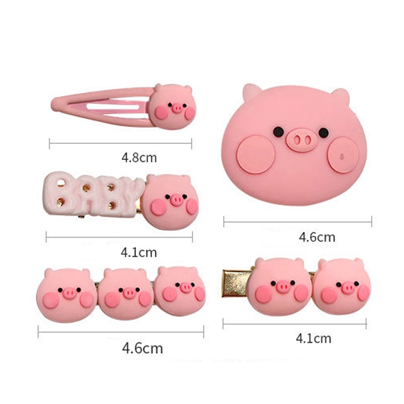 Pink Pig Hair Clip Heart Decoration Student Cute Liu Hai Clip Pink Hair Card Soft Sister Clip Headdress Girl Sexy Girl Jewelry