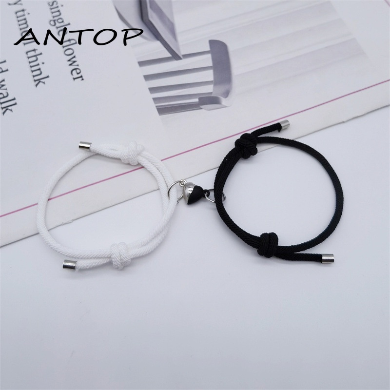 2 Pcs Pasangan Gelang Magnet Adjustable Pesona Gelang Cinta Aksesoris Fashion Hadiah ANTOP