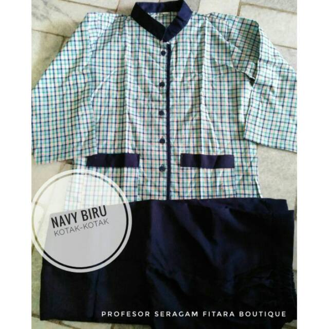 Seragam TK navy biru kotak