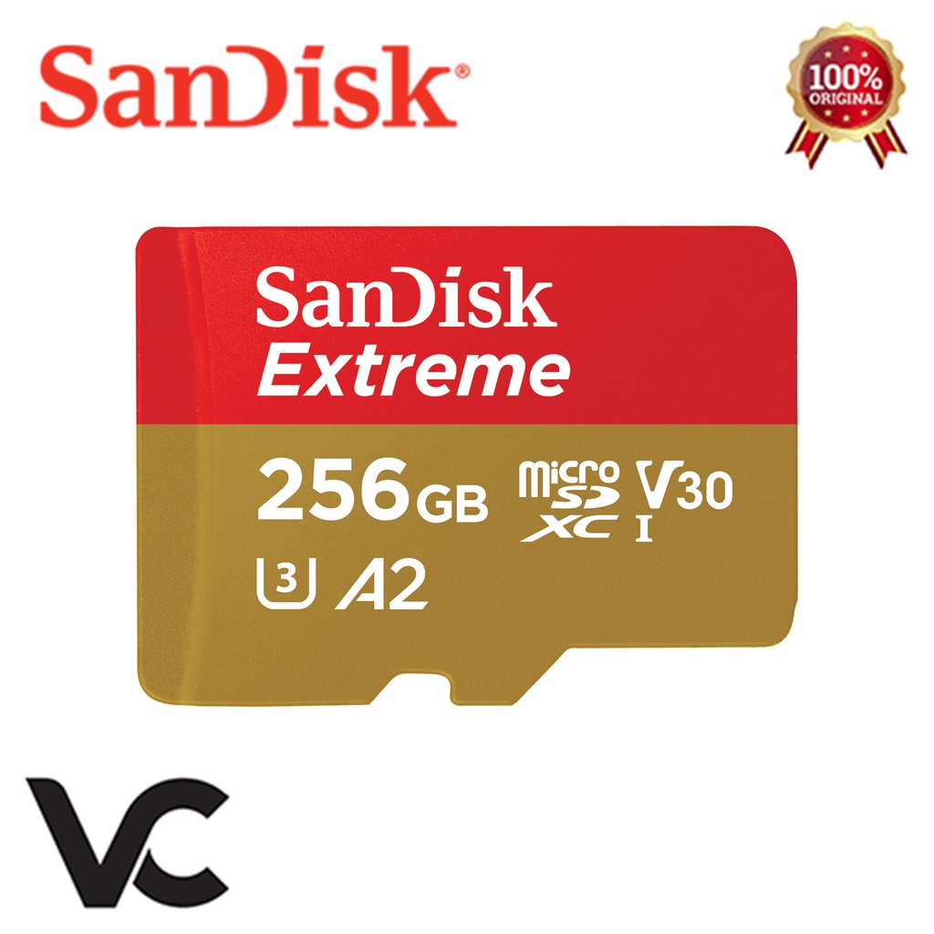 MicroSD SanDisk Extreme 256GB A2 4K V30 U3 Memory Card 256 GB Micro SD SDXC 160MBPS Kartu Memori