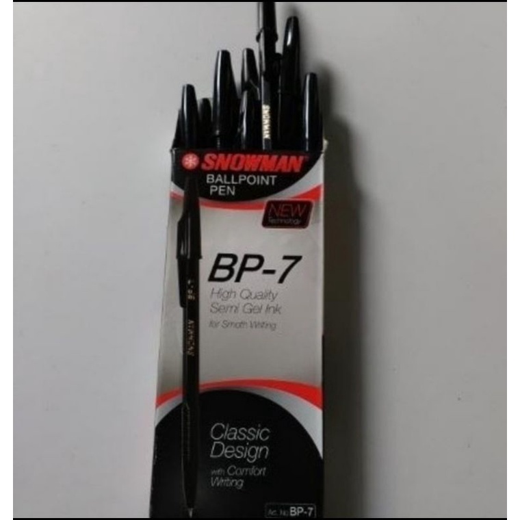 

PENA BALLPOINT SNOWMAN BP7 HITAM 12PCS/PULPEN BP7 BP-7-Hitam