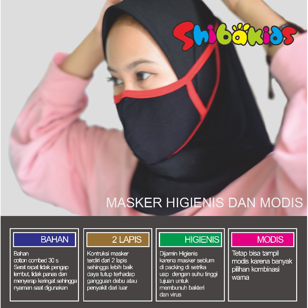  Masker  kain  dua layer dua lapis higienis bahan dari kaos 