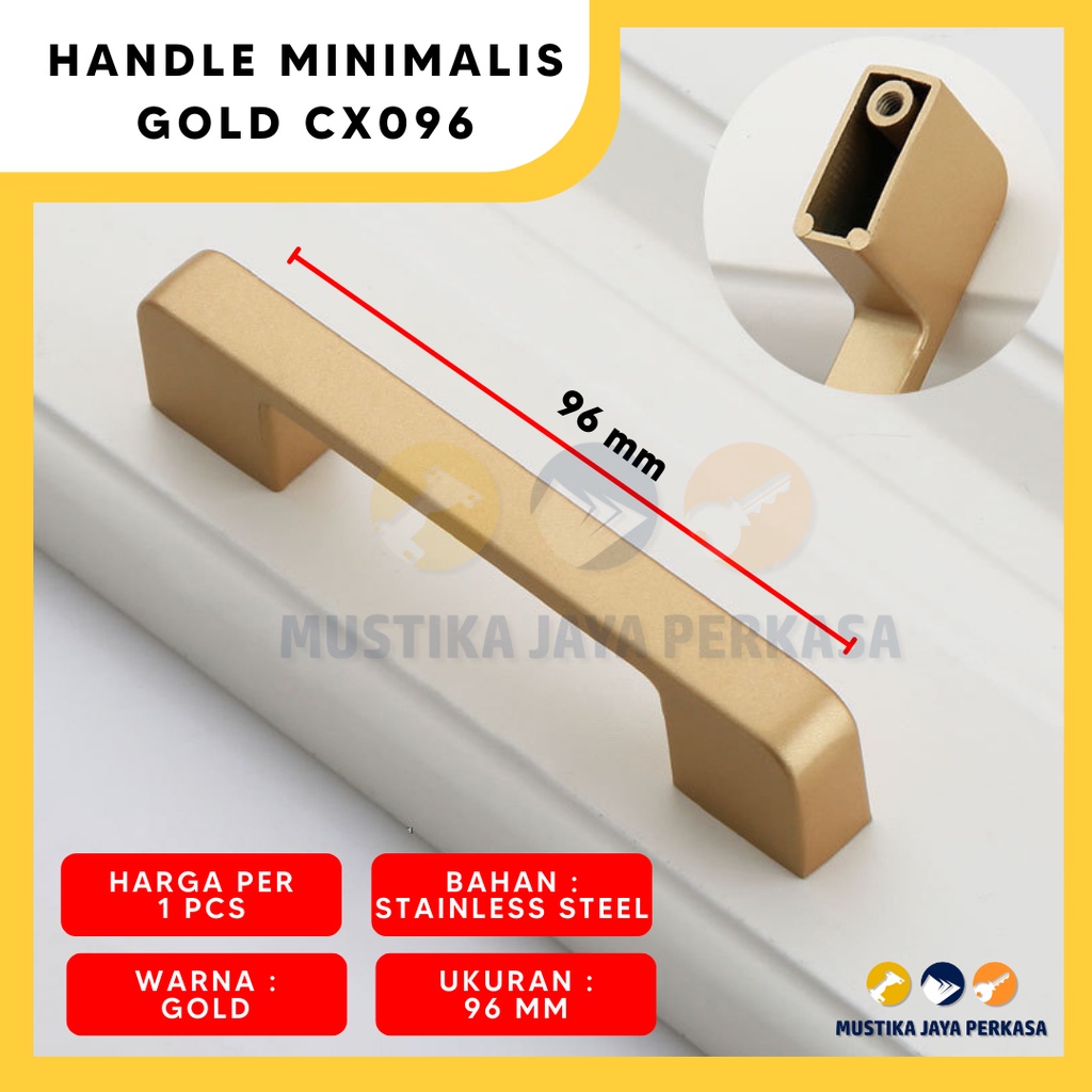 Handle Pintu Lemari Minimalis Mewah CX069 Gold Hitam Emas Zinc Anti Ka