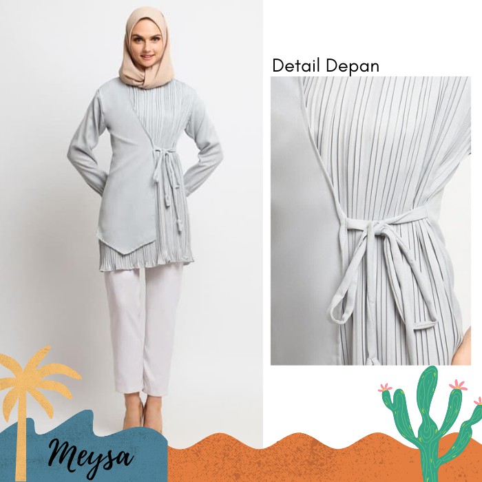 Blouse Wanita Busui Long Kirana MK15 Blouse blus Kekinian Busui  Polos Plisket Lebaran Terbaru