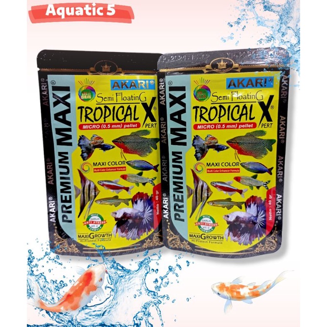 Makanan ikan hias guppy tetra chiclid AKARI AA PREMIUM MAXI TROPICAL 40GR