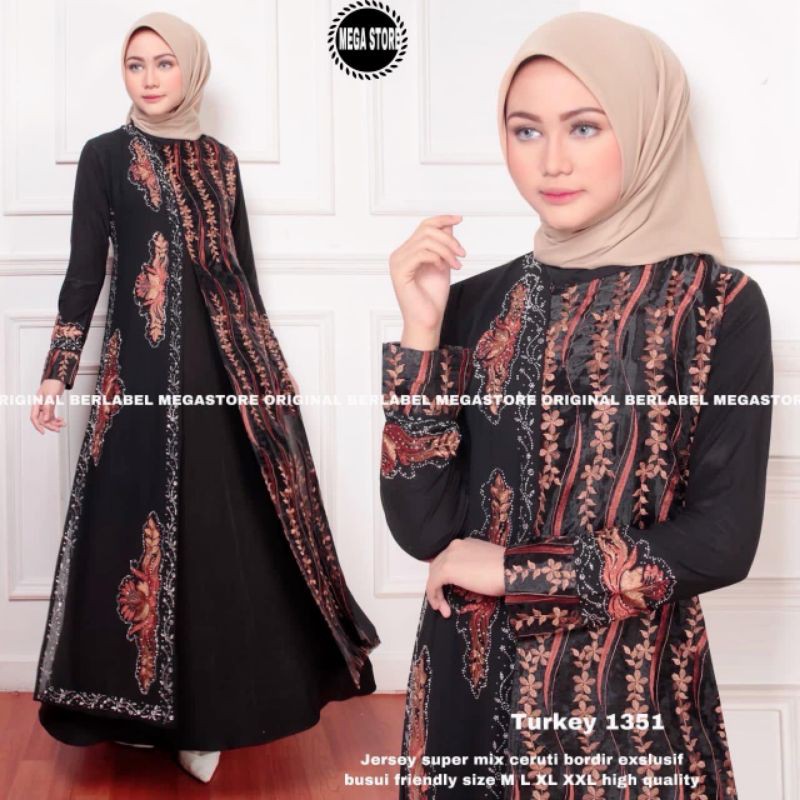 GAMIS MODERN / GAMIS TURKI / GAMIS TERBARU MURAH KEKINIAN / GAMIS  SYARI JERSEY / GAMIS HITAM BORDIR