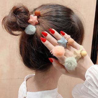 Ikat Rambut Model Bintang Bola Pompom Plush Gaya Korea Ikat Rambut Model Bintang Bola Pompom Plush Gaya Korea