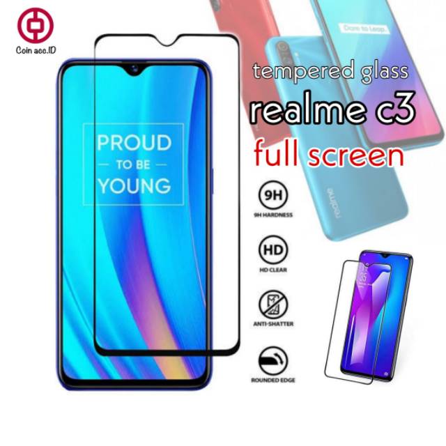 Tempered Glass REALME C3 C11 (2020) khusus anti gores kaca FULL SCREEN 9D / anti blue ray 10D