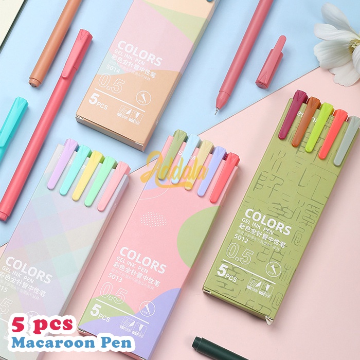 Lovelylife🔥 5 pcs Macaron Gel Pen 0.5mm Journal Vintage Gel Pen