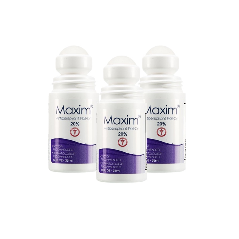 Maxim Antiperspirant 20% Deodoran Roll-On 35ml - Solusi Keringat Berlebih di Wajah (Bundling 3pcs)