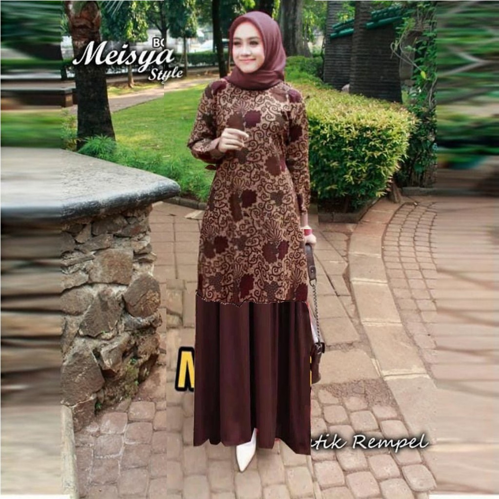 GAMIS BATIK MANGGAR,SEKAR,CANTIK, KUBIS,KUPU,PADI,DAUN/COD-meisya coklat bunga