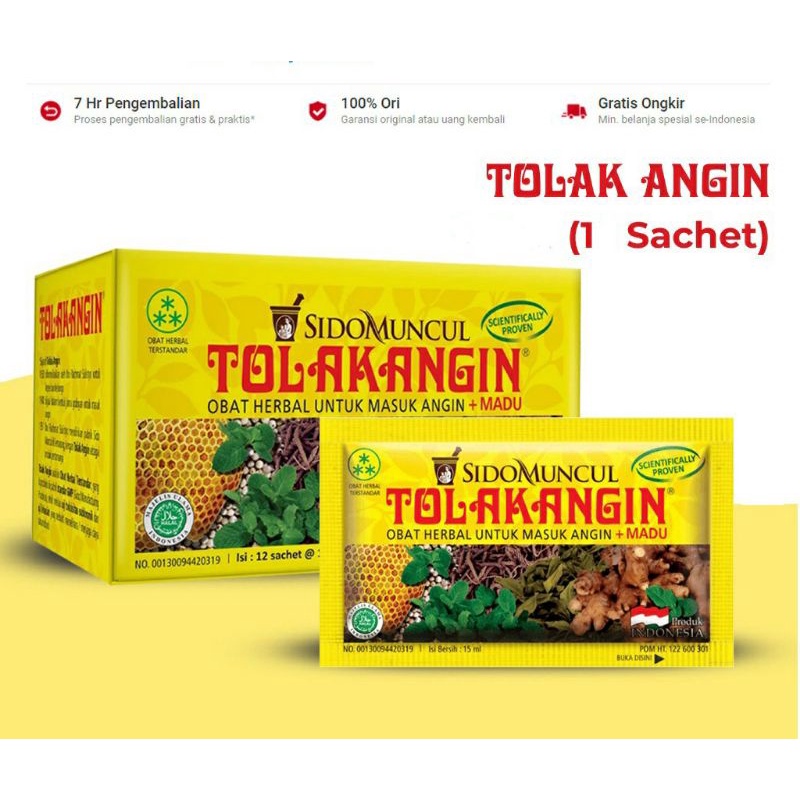 Jual Tolak Angin Cair Plus Madu Sidomuncul 1 Sachet Isi 15 Ml