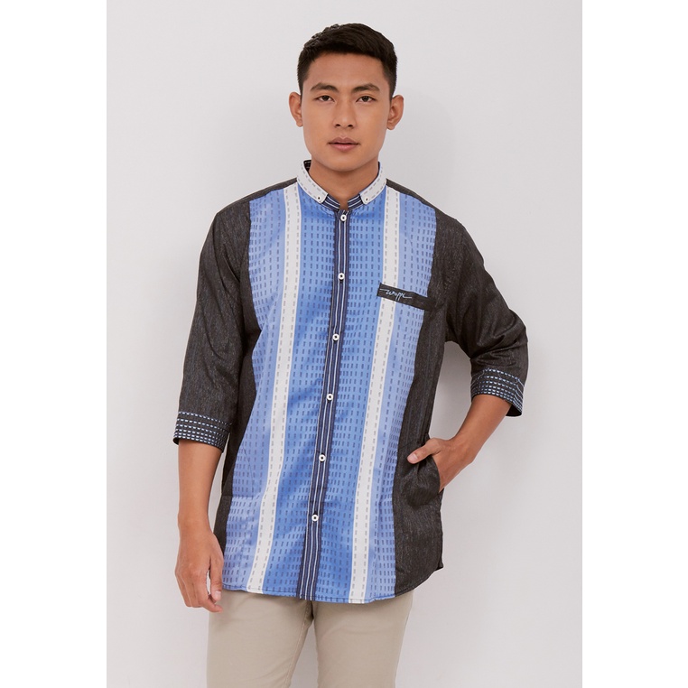 Woffi Man Baju Koko Pria - Fawwas Cotton Moslem Shirt Blue