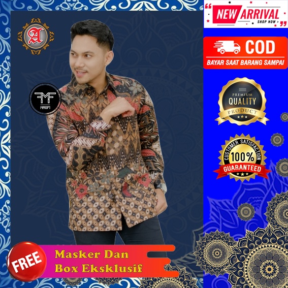 Batik Pria Lengan Panjang Premium Batik Aluna Slimfit - Jumbo / Batik Kondangan dan Modern MAS-001