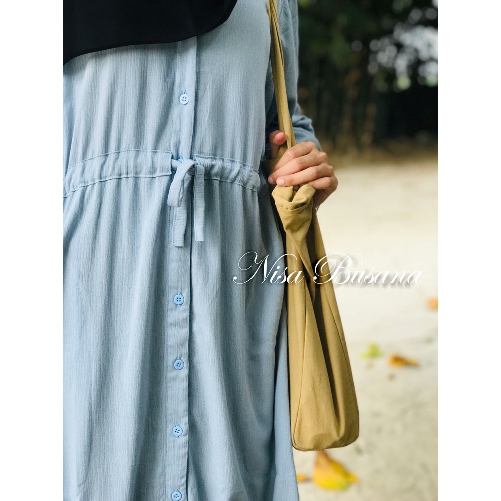 Gamis Wanita Midi Zyaa Dress Full Kancing Dress Katun Premium