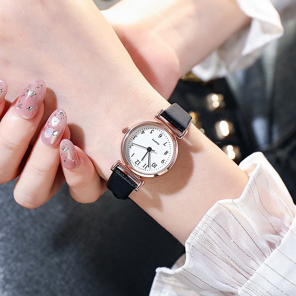 ☛TK☚ Jam Tangan Analog Quartz Wanita Kecil Tali PU Leather Korean Style Fashion Import JT047