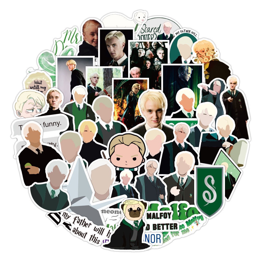 50 buah Draco Malfoy karakter grafiti stiker koper helm skateboard komputer khusus stiker koper stik