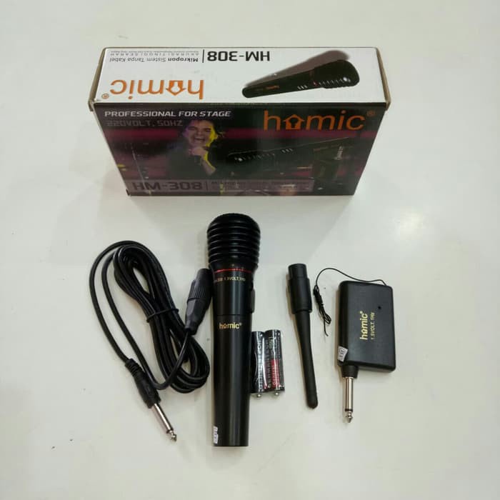 Homic HM-308 Mic Single Wireless 2in1 Microphone Tanpa Kabel Original