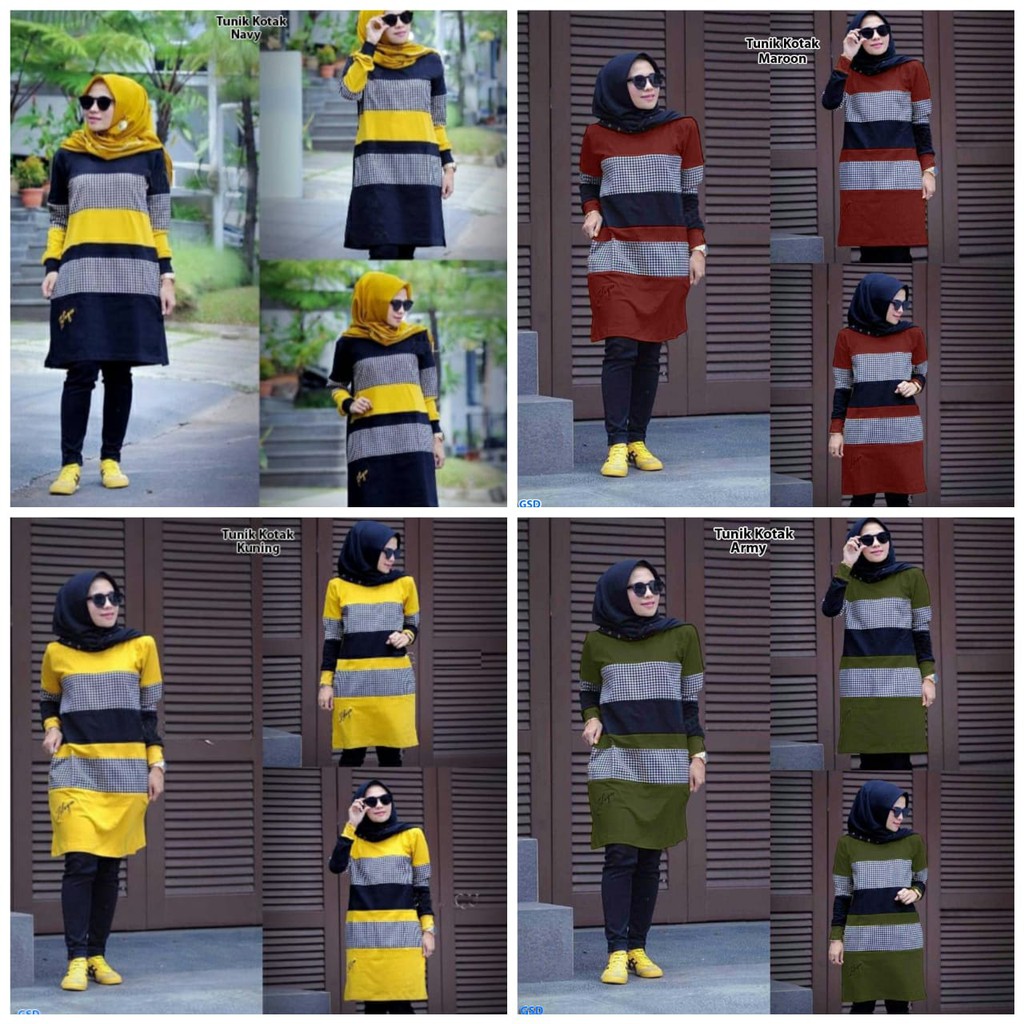 Tunik kotak/atasan kemeja/atasan tunik/jual tunik/jual kemeja tunik