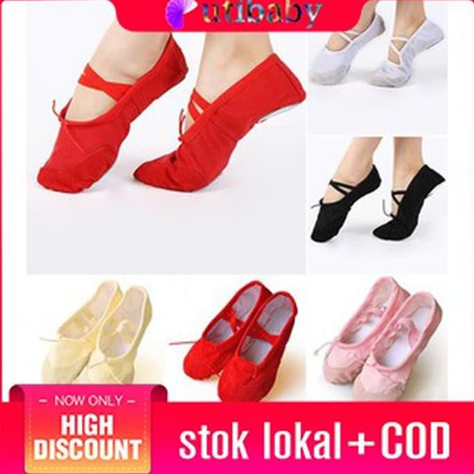 PENGIRIMAN CEPAT SEPATU BALET TARI DEWASA KANVAS POINTE DANCING SENAM SANDAL MURAH