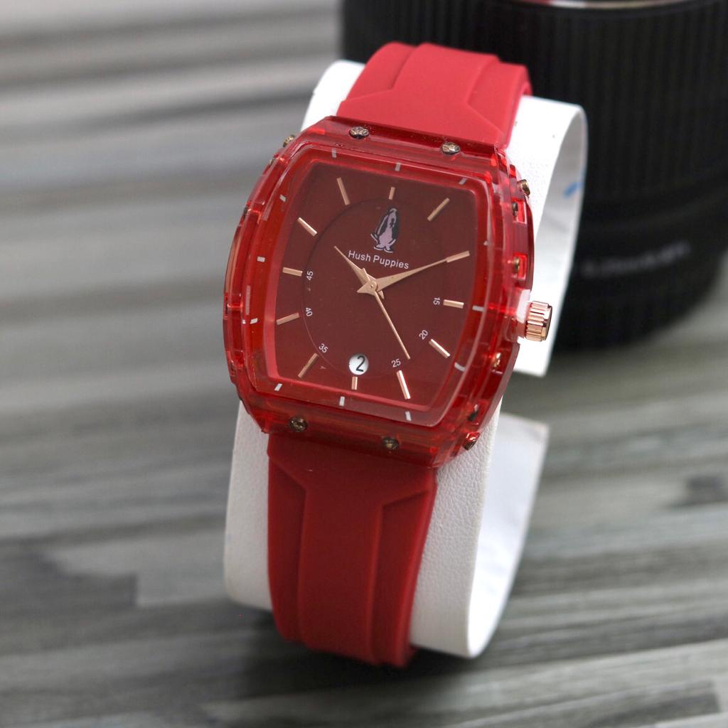 Jam Tangan Wanita Hush Puppies Y2852K Tali Rubber Free Box Exclusive &amp; Baterai