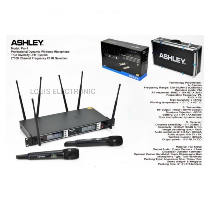 Mic Wireless Ashley PRO 1 / PRO1 ( Handheld ) Multi Channel Free Koper Original