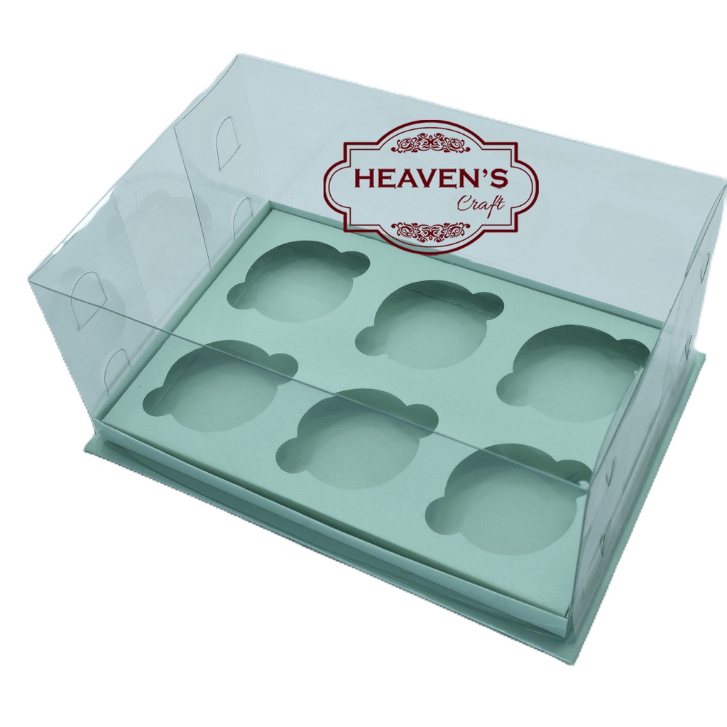 Box cupcake isi 6 biru