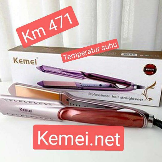 Catokan Rambut Kemei KM 471 Catok Plat Gold temperatur suhu ionic