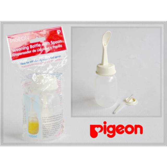 PIGEON - WEANING BOTTLE WITH SPOON 120 ML / BOTOL SENDOK /FOOD FEEDER