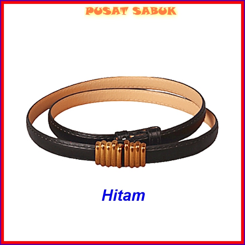 Gesper Tali Belt Sabuk Ikat Pinggang Kulit Kecil Wanita Kekinian Baru Import Grosir Obi Fashion Aksesoris Murah cewek Mewah Ban praktis model adjustable pesta korea kepang elastis Cantik Ramping Hitam Putih ibu karet mini