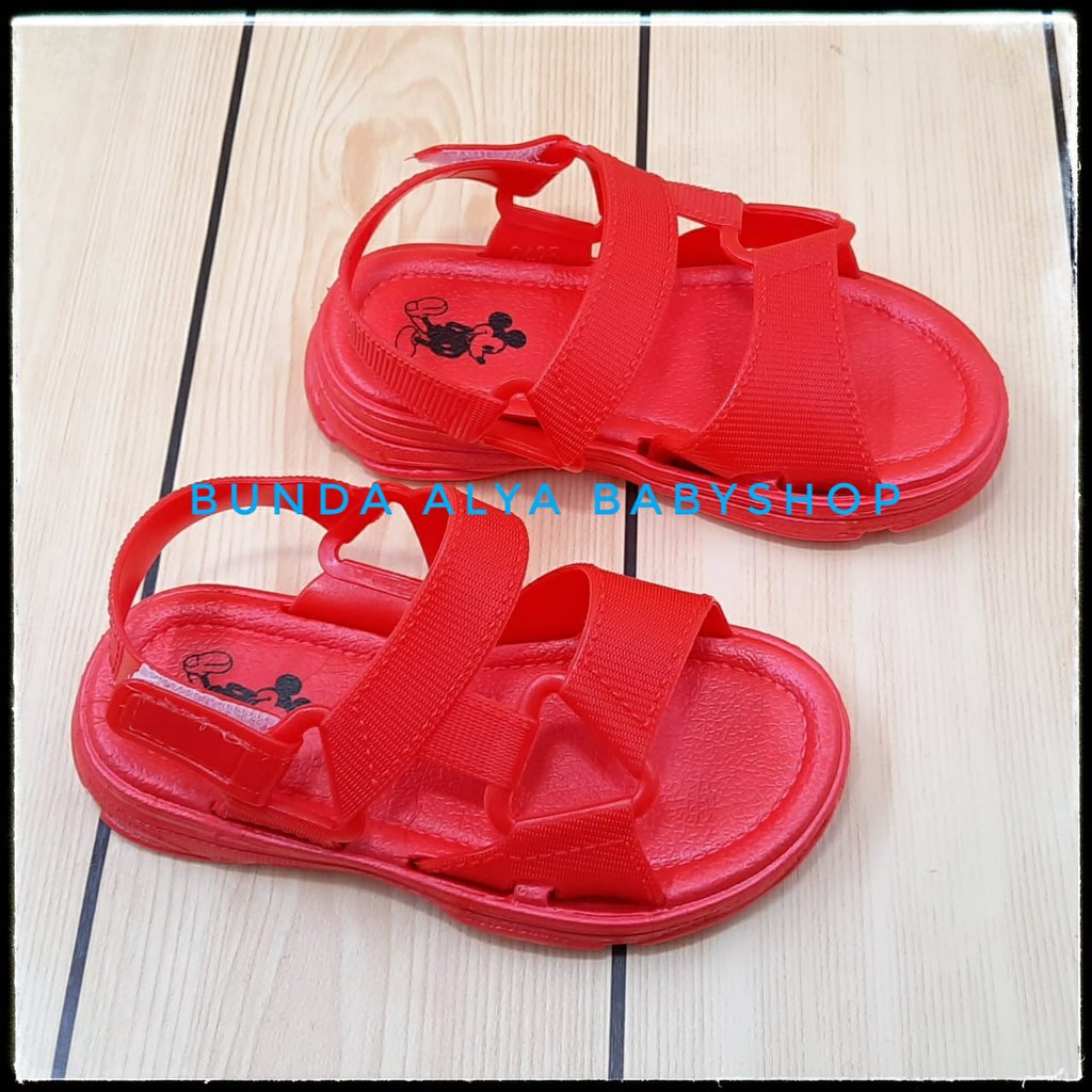 Sandal Anak Perempuan Lentur Usia 3 4 5 6 7 Tahun Anti Licin - Sendal Anak Cewek Tali MERAH Alas Karet Size 24 - 35