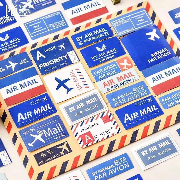 

45 PCS Air Mail Sticker - Deco Sticker Stamp Mail Bullet Journal Diary Stiker Scrapbook
