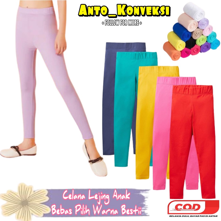 Celana Lejing Panjang Anak Perempuan Spandex Premium Usia Bayi Sampai 13 Tahun - Legging Anak Warna Polos - Celana Legging Anak Premium - Lejing Hitam Anak - Lejing Putih Anak - Lejing Polos - Celana Lejing Anak Termurah