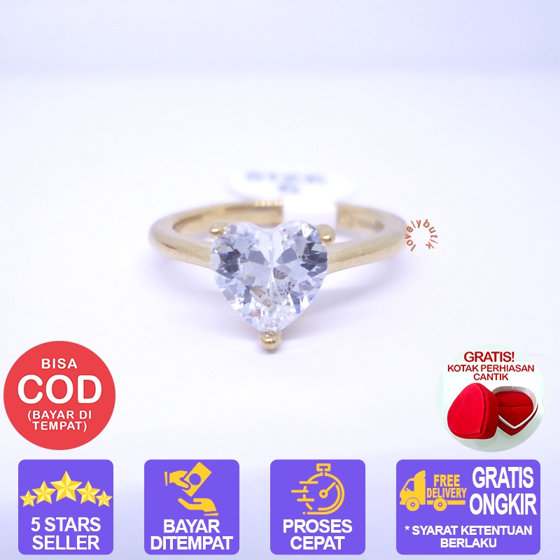 Lovelybutik - Cincin Titanium Anti Karat Selamanya Azalea Cincin Wanita Titanium Permata Love Warna Silver BONUS KOTAK PERHIASAN