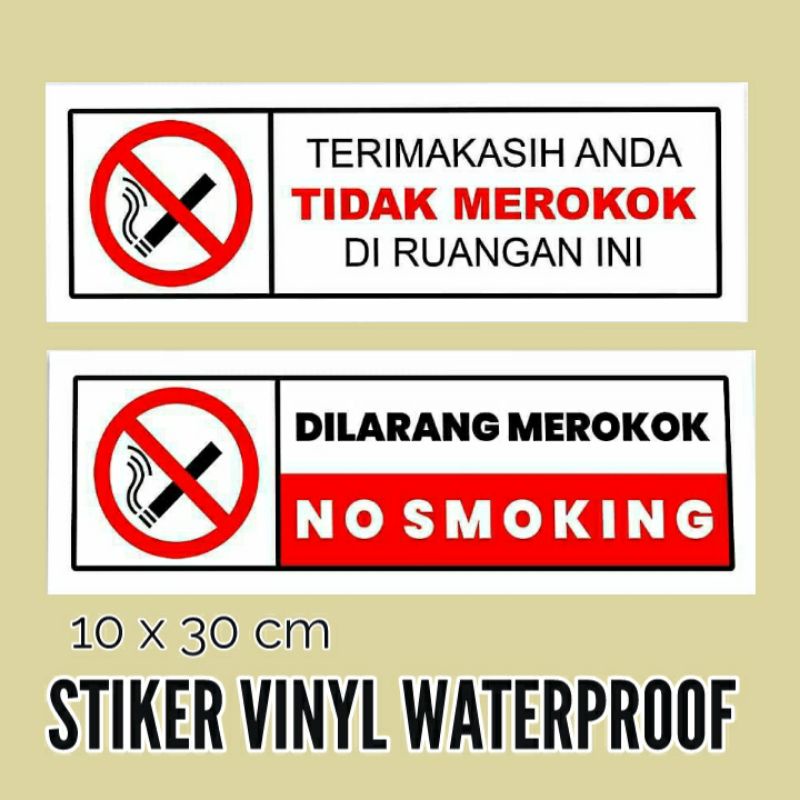 

STIKER VINYL WATERPROOF NO SMOKING 10 X 30 CM