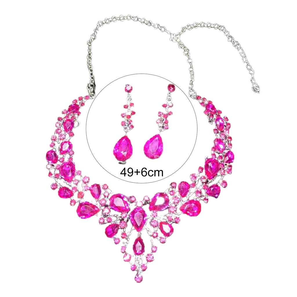 Hu Hu Hu Hu Hu Alat Bantu Pasang Kacamata♡ Set Anting Tusuk Gantungkalung Rantai Dengan Liontin Berlian Imitasi Inlaid Untuk Wanita