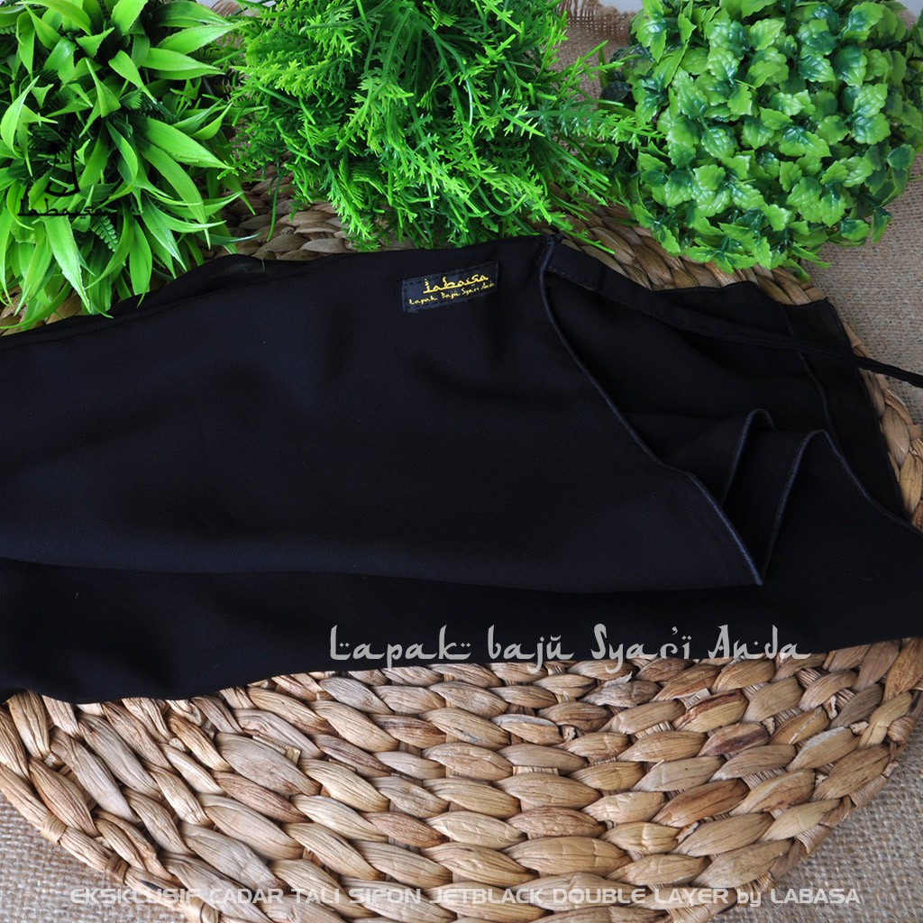 Eksklusif Cadar Tali Sifon Jetblack Double Layer Labasa | Pinggiran Neci | Bisa COD